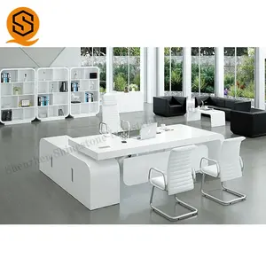 Moderno blanco ejecutivo CEO Oficina escritorio gerente L forma estación de trabajo escritorio Mesa escritorios de oficina - Product Image 1
