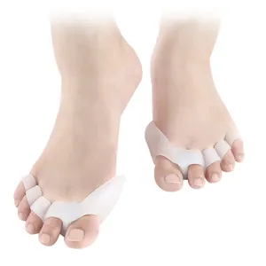 Schmerz linderung Fußpflege produkt fünf Löcher Bunion SEBS White Gel Toe Separator Hallux Valgus