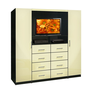 Free Standing Bedroom <strong>Wardrobe</strong> <strong>Unit</strong> TV Wall <strong>Unit</strong> for Bedrooms With Tv Stand Space and 2 Doors 8 Drawers - Product Image 4
