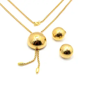 Afxsion оптовая продажа классические ювелирные изделия из золота 18 карат свитер цепи ожерелье серьги комплект ювелирных изделий из нержавеющей стали