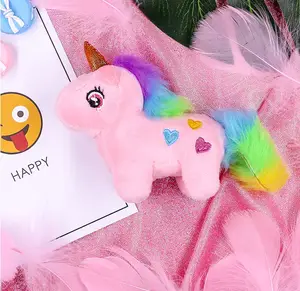 Llaveros de unicornio en cuatro colores para niñas, animales de peluche populares, regalos bonitos