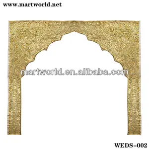 金色手工刺绣水晶印度婚礼舞台 (WEDS-002)