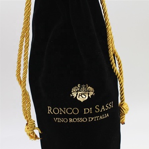 Sac cadeau en velours avec cordon de serrage personnalisé, recyclable, pour bouteille de vin, de liqueur et d'emballage de champagne avec logo imprimé à l'écran - Product Image 6