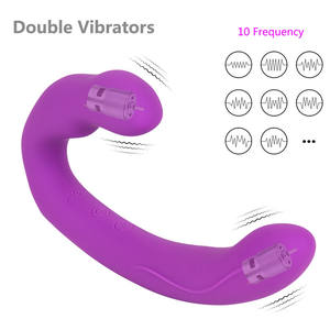 Vibratore Strapon a doppio motore ad angolo pieghevole con cinturino telecomandato sul giocattolo del sesso del pene del Dildo - Product Image 3