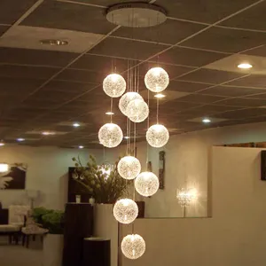 Hiện Đại Led Glass Ánh Sáng Mặt Dây Chuyền Treo Đêm Thiết Kế Trang Trí Duplex Dài Cầu Thang Đèn Chùm Cho Cao Trần Nhà