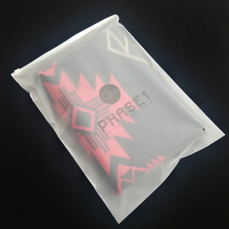 Translucent PVC Clear Plastic Bags Design Zipper Bags Logo Frosted Poly Bags For Clothes Shirt Swimwear Packaging
