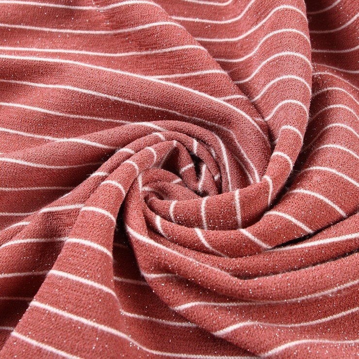 Dernière conception polyester rayonne spandex simple rayé tricot piqué tissu lurex pour vêtements