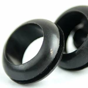 Black Electrical round rubber or PVC wire grommet