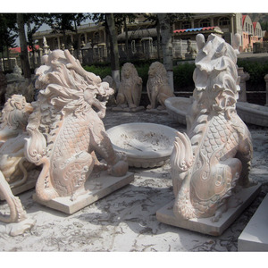 Professional Factory Hand Carved Sunset Red Stone Kylin Chinese Dragon Statue - Product Image 3