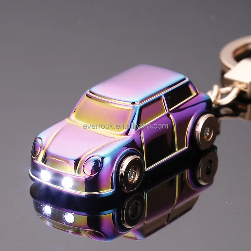 Wholesale Luxury Metal Car Keychain Souvenir LED Lights Car Shape Keychain