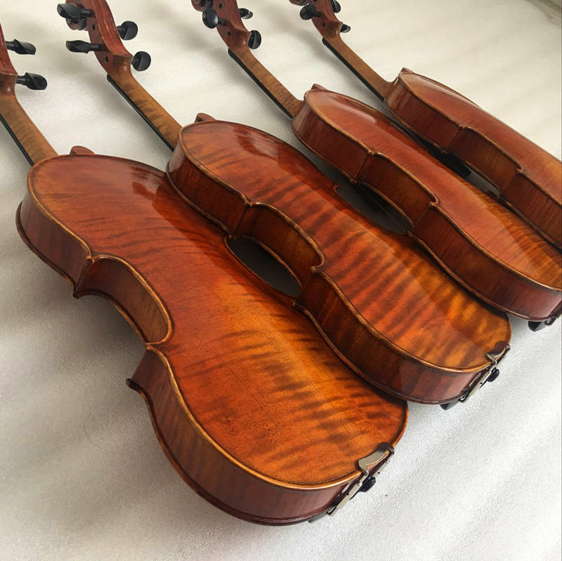 4 String Instruments Labeled Factory Price Custom Label Old Antique Red Brown Oil Painting Flame ...