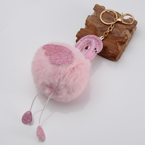 Llavero rosado lindo de la muñeca de la felpa del flamenco - Product Image 3