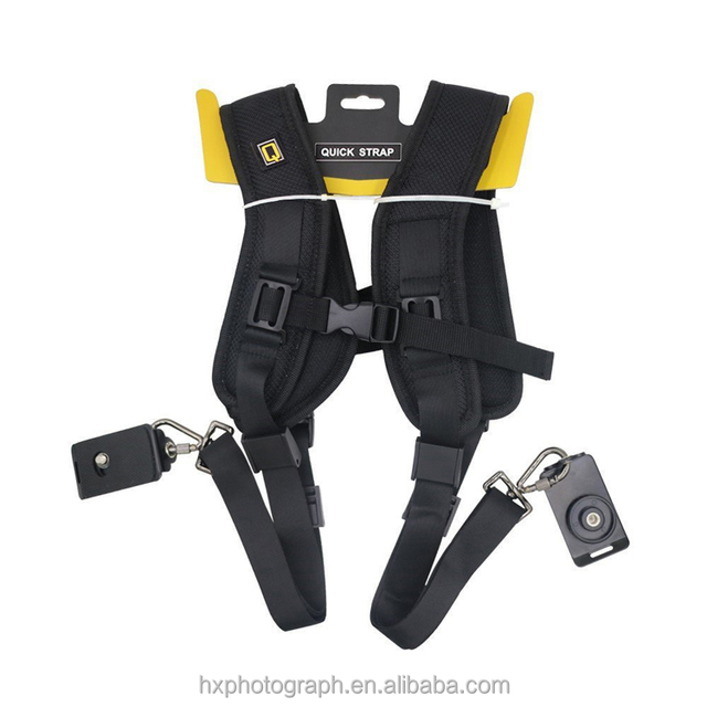 Low Price Quick Release Double Camera Shoulder Strap High Quality Nylon Black Belt Strap for 2 Cameras