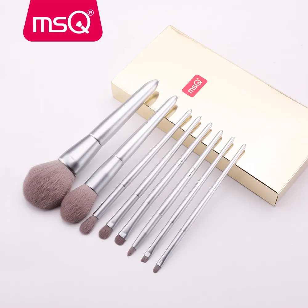 MSQ Bạc Tuyết 8 Cái Trang Điểm Brushes Set Powder Eyeshadow Make Up Brush Kit Mềm Tổng Hợp Tóc Gỗ Xử Lý Mỹ Phẩm Công Cụ