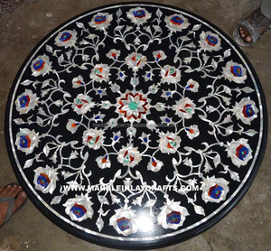 Decorative Round Inlay Marble Dining Table Top - Product Image 1