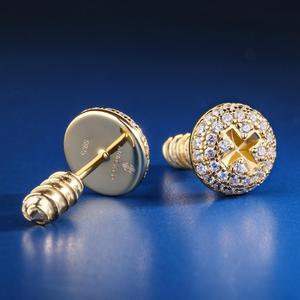 KRKC & CO pendientes de plata de ley 925 de Hip Hop de 14K oro - Product Image 4