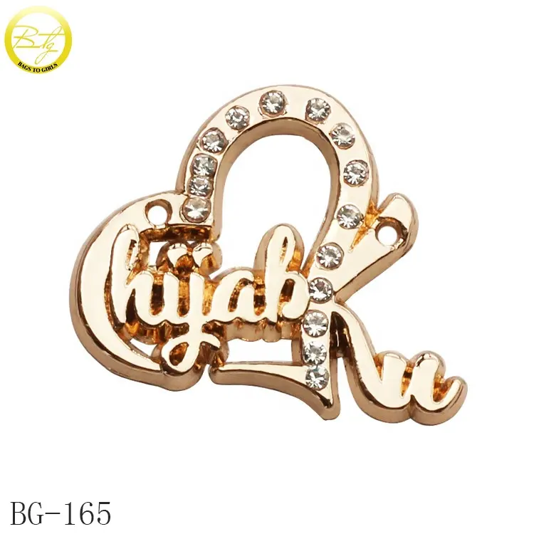 Phụ Kiện Kim Loại Trái Tim Ngọt Ngào Thẻ Đồ Bơi Khắc Logo Nhãn Kim Loại Với Rhinestone