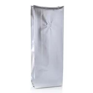 Bolsa para pó de café, folha de alumínio prata fosca, mylar revestimento de plástico sem válvula