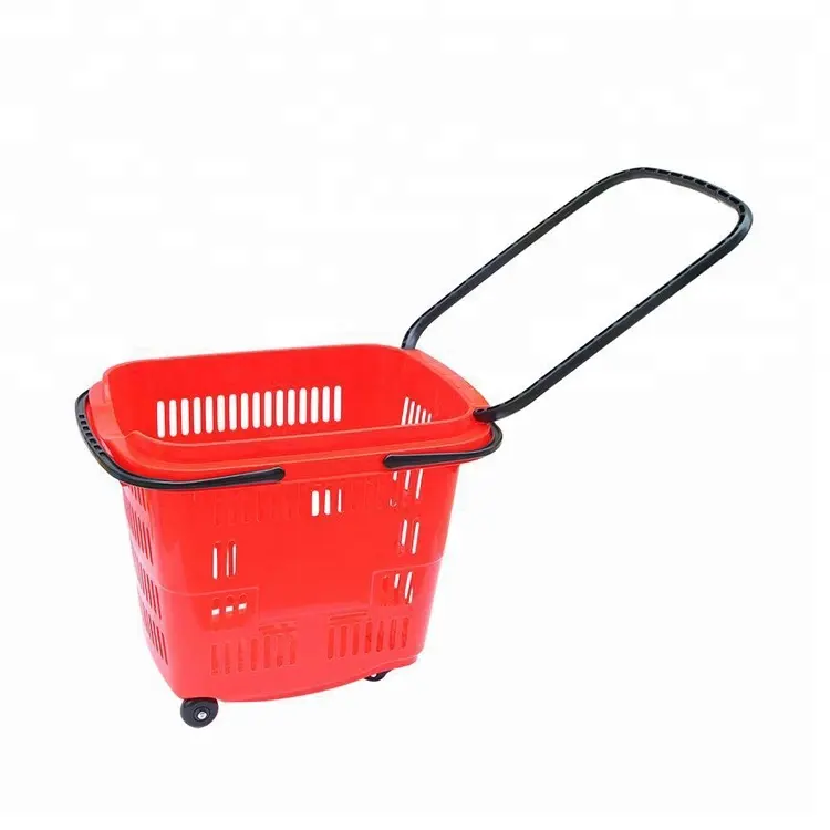 Numerosos na variedade de plástico cesta de compras com rodas