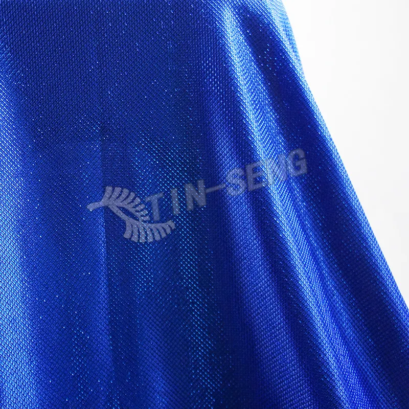 Royal Blue Tessuto Spalmato, Lurex Tessuto A Maglia Linea con Tessuto di Raso per il Vestito