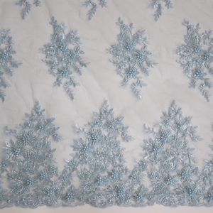 Chất Lượng Cao Pháp Ánh Sáng Màu Xanh 3D Đính Cườm Ren Với Ngọc Trai Hoa Thêu Vải Tuyn Ren Vải HY0586-7 - Product Image 4