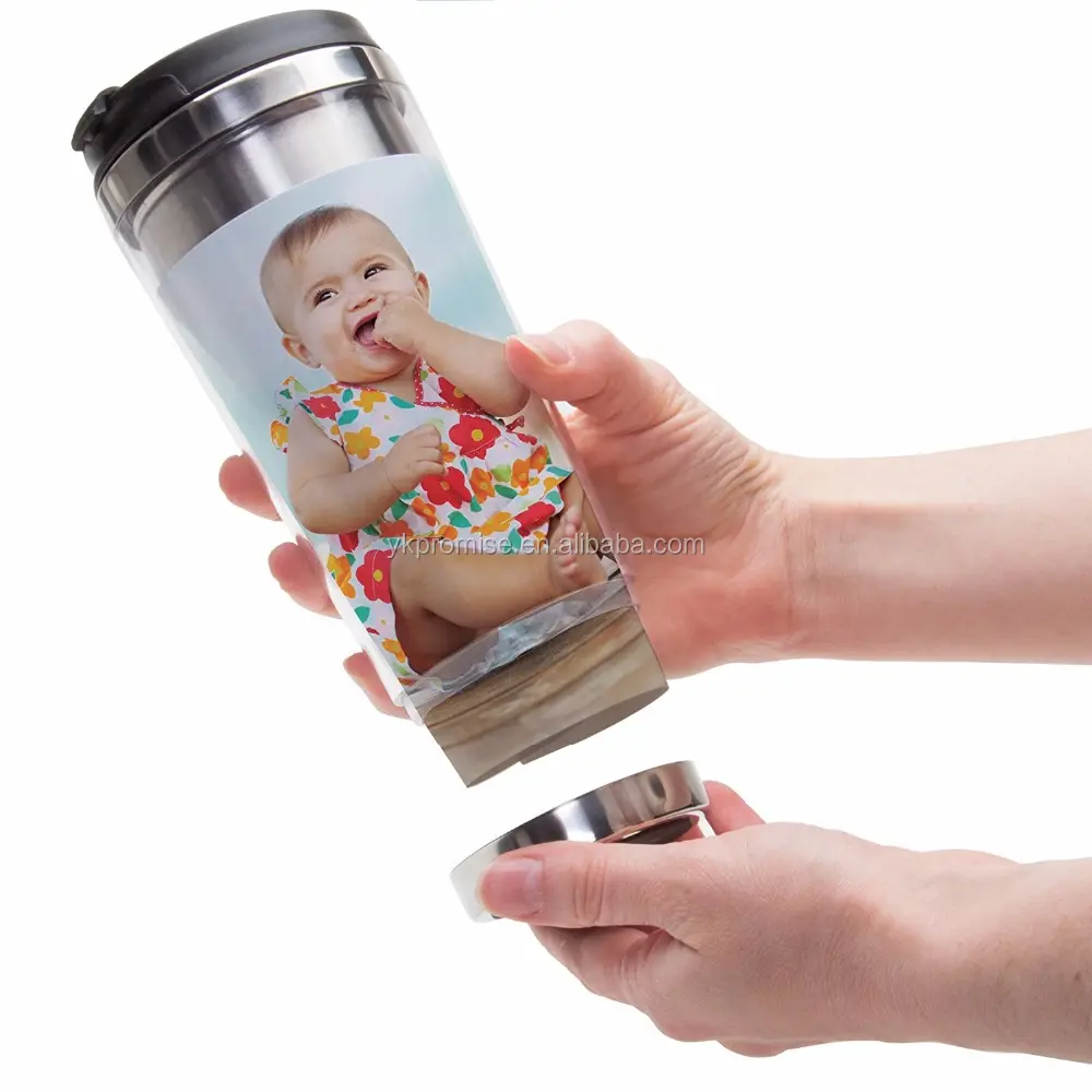 Reise kaffeetasse mit Foto einsatz Reise becher Isolierter Becher becher 16oz 2 Typ auslaufs icherer Deckel