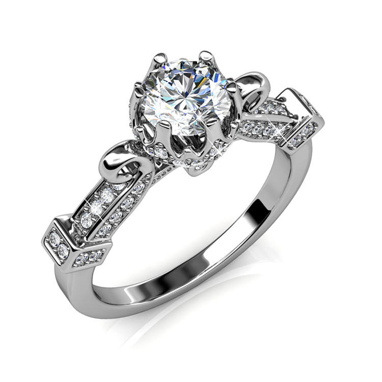 18K white gold plated luxury ring