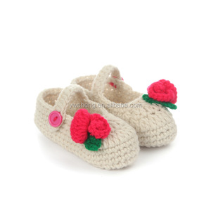 Zapatos de ganchillo a mano para bebé, venta al por mayor, bonitos zapatos de ganchillo hechos a mano para bebé y niña, zapatos de ganchillo con flores - Product Image 1