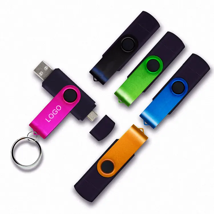 Ekinge USB 2.0 1GB 2GB 4GB, Stik Memori OTG Plastik Penyimpanan Dua Port USB untuk Ponsel Android