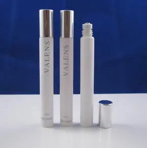 Wit glas parfum rollon flessen 10 ML met sliver aluminium schroefdop voor vrouwen cosmetische gebruik