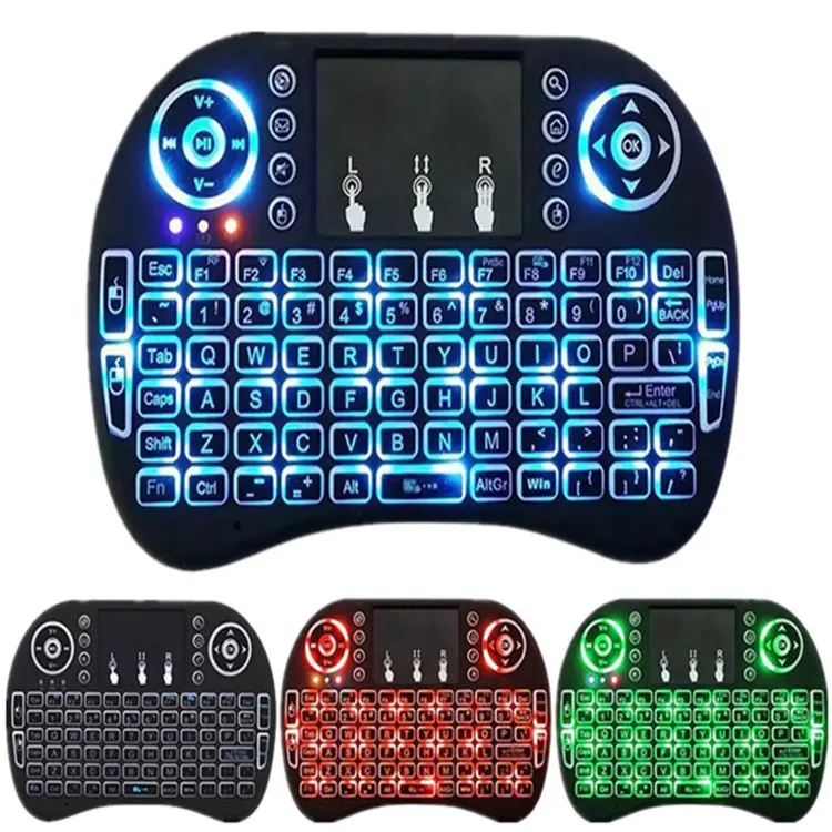 Luz LED 2,4G inalámbrico i8 teclado con Mini Teclado retroiluminado i8 2,4 GHz teclado inalámbrico air mouse remoto