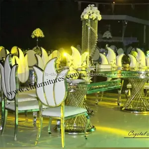 YC-SS36-01 New Design UAE and Dubai Gold wedding Stainless Steel chair for Dining Room