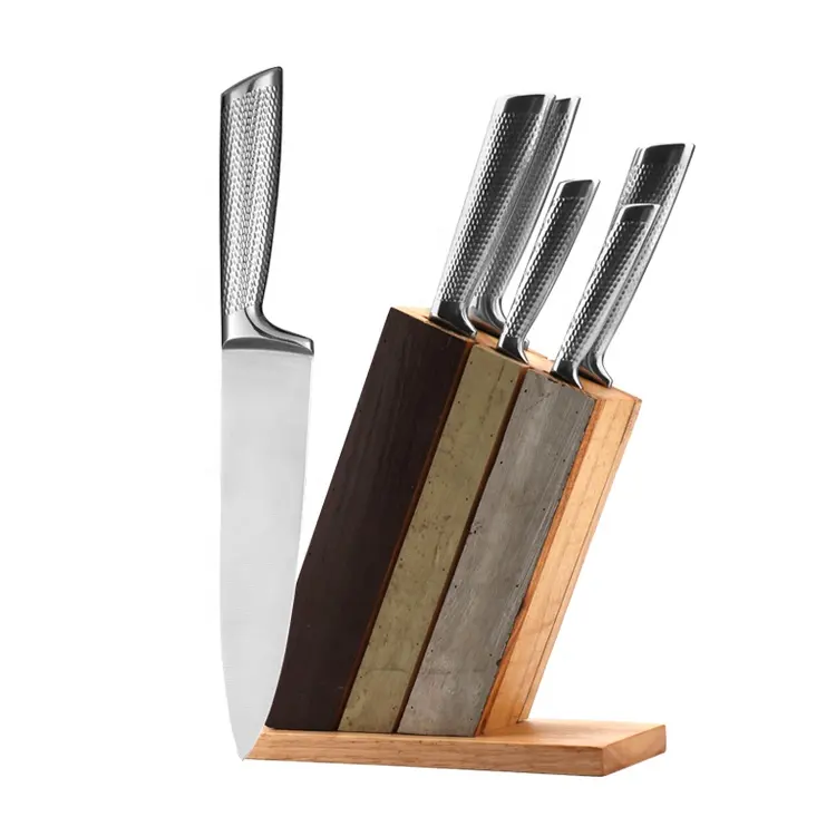 Set di coltelli Blocco di Legno Da Cucina Posate Da Cucina Regalo di Pezzi In Acciaio