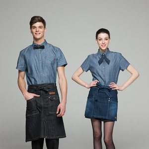 En gros personnalisé suspendus cou <span class=keywords><strong>cowboy</strong></span> tabliers moitié courte section uniformes longue section <span class=keywords><strong>cowboy</strong></span> tablier pour le serveur - Product Image 4