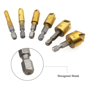 6PCS 5 <span class=keywords><strong>Flute</strong></span> Chamfer Mũi Khoan 1/4 "Hex Shank HSS 90 Độ Gỗ Các Cạnh Bớt Vuông Cutter Chamfer 6Mm-19Mm Mũi Khoan Khoan Bit - Product Image 3