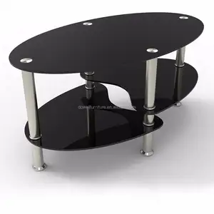 Yeni tasarım, Modern düşük fiyat cam kahve sehpası ile yuvarlak şekil 3 katmanlar yan masa oturma odası için