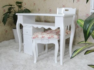 <span class=keywords><strong>Mesa</strong></span> de Manicura Vintage Pintada de Blanco en Oferta con Amplio Gabinete de Almacenamiento - Product Image 4