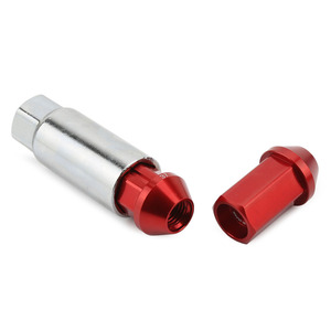 チューナー7075チタン合金ホイールナット、ジュラルミンストレートタイプラグ & ホイールロックセット、42mm 19 HEX 5Hセット盗難防止ナット - Product Image 3