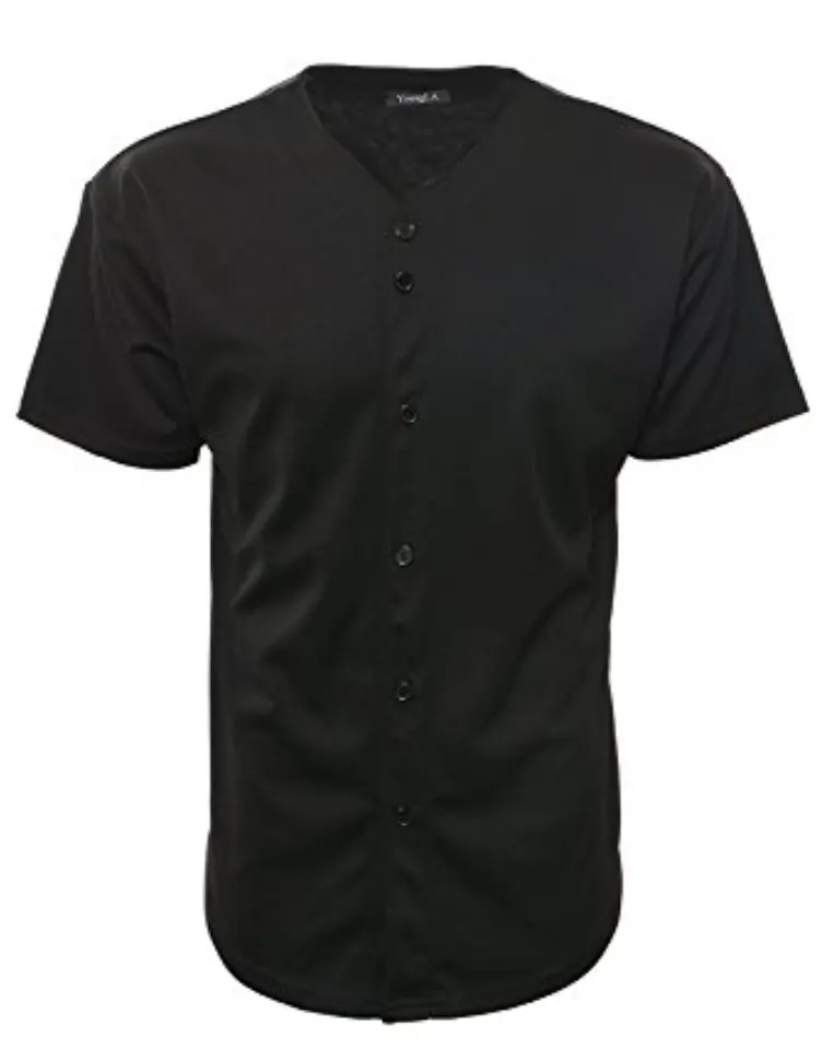Black Sheer mesh baseball jersey with buttons for wholesale