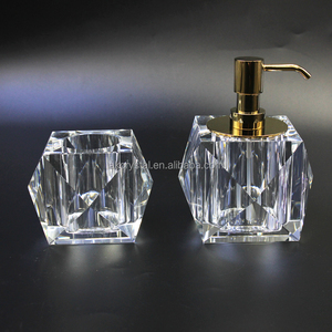Juego de Accesorios de Baño de Estilo Moderno para Decoración de Hoteles de 5 Estrellas, Dispensador de Jabón de Cristal K9 Transparente con Base de Latón de Lujo - Product Image 4