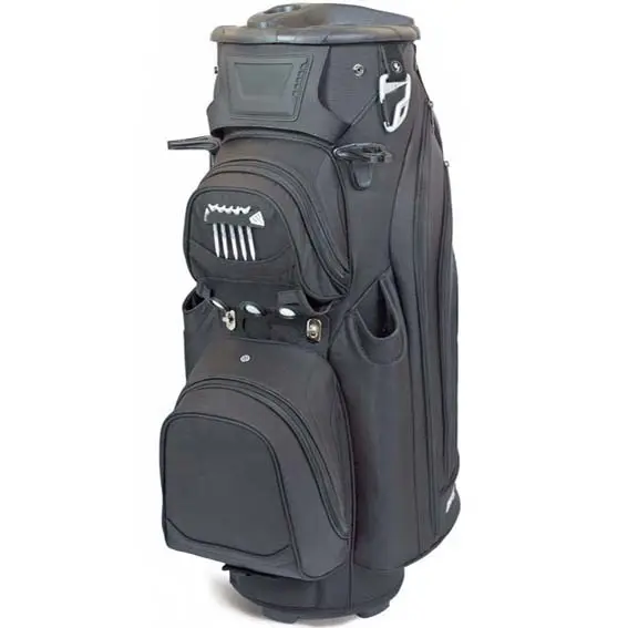 China make portable custom Logo black golf cart bag with double external putter tube for sport