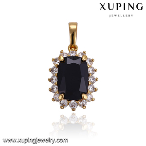 32914 Xuping 18K doré collier gracieux avec <span class=keywords><strong>diamant</strong></span> central disponible en différentes couleurs entouré de strass pour femme - Product Image 1