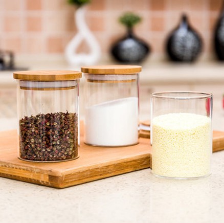 glass jars with wood lid food storage kitchen use food glass jar with lid