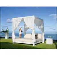 Di lusso chaise lounge con baldacchino impermeabile tende outdoor rattan divano letto