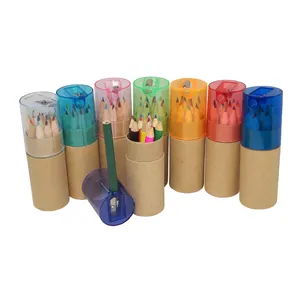 Professionele Fabrikant Mini Colour Potloden Tube Box Verpakt Kunsttekening Set 12 Kleurpotloden Custom Houten Potlood 6 Kleuren