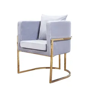 客厅现代舒适简约设计的豪华家具不锈钢天鹅绒扶手椅