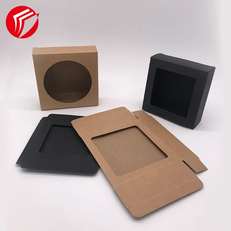 Роскошные черные маленькие коробки для упаковки окон, перерабатываемый Подарочный пакет, Рождественская бумажная упаковочная коробка