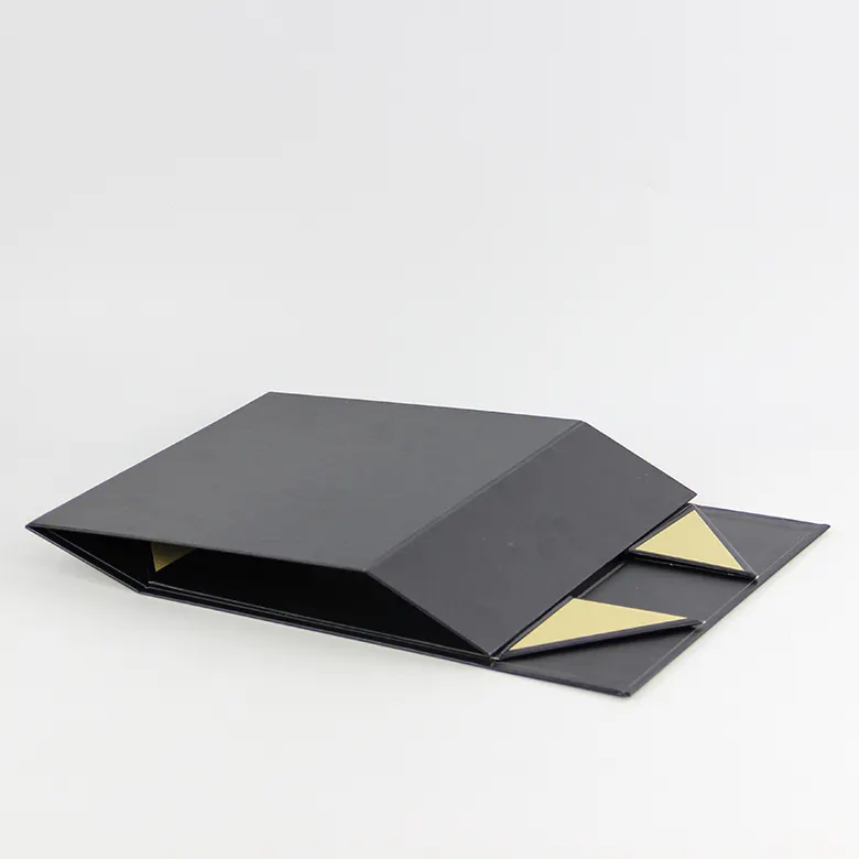 Özel kare katlanabilir sert siyah kapak karton kağıt katlama manyetik kapatma hediye kutusu