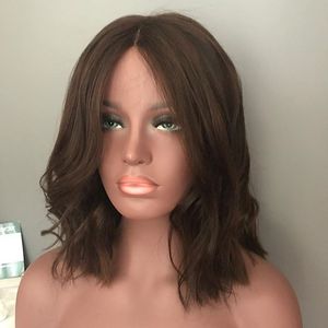 Tóc Người Tự Nhiên Campuchia Gợn Sóng Đã Tẩy Trắng Tóc Người Thật <span class=keywords><strong>8</strong></span> Inch Bob Tóc Giả Ren Toàn Bộ Với Đường Chân Tóc Tự Nhiên - Product Image 5