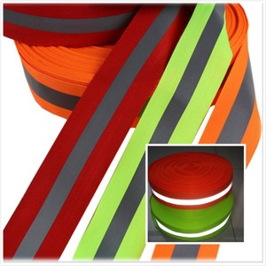 En20471 may trên rõ ràng Hi viz nhiều màu phản quang sọc cảnh báo an toàn Polyester Vải Chất liệu may dải băng băng - Product Image 3